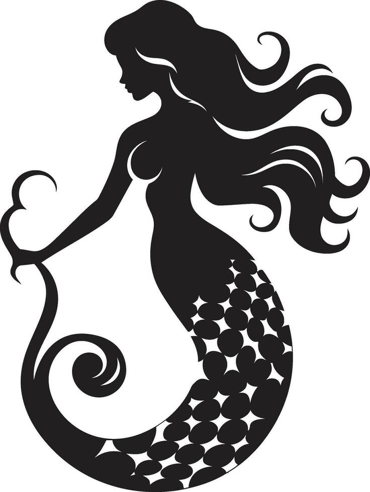 Tintenfass Meerjungfrau Meerjungfrau Emblem Logo ebon Echos Vektor Meerjungfrau Symbol