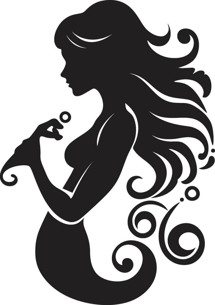 Lagune Überlieferung schwarz Meerjungfrau Logo Symbol abgrundtief Hymne Vektor Meerjungfrau Symbol