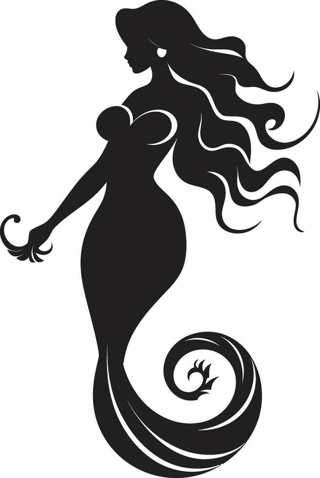 ozeanisch Ouvertüre Meerjungfrau Emblem Logo ätherisch Verzauberung schwarz Vektor Meerjungfrau