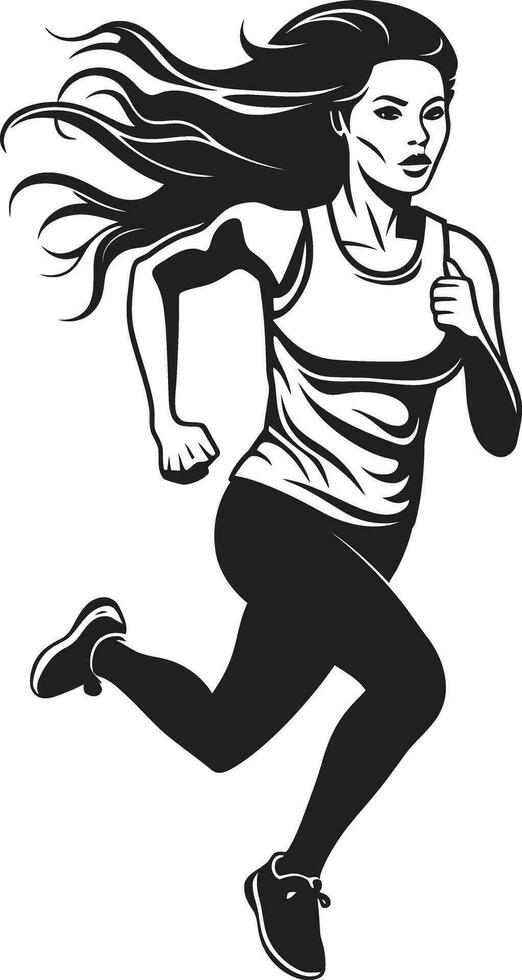 anmutig Sprint schwarz Vektor Symbol zum Frau Laufen dynamisch Bewegung Frauen schwarz Vektor Logo zum Laufen