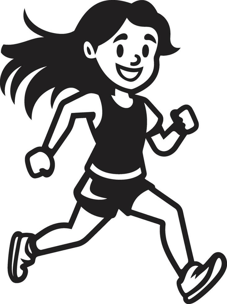 elegant löpare kvinna ikon design i vektor dynamisk steg svart kvinnors löpning logotyp