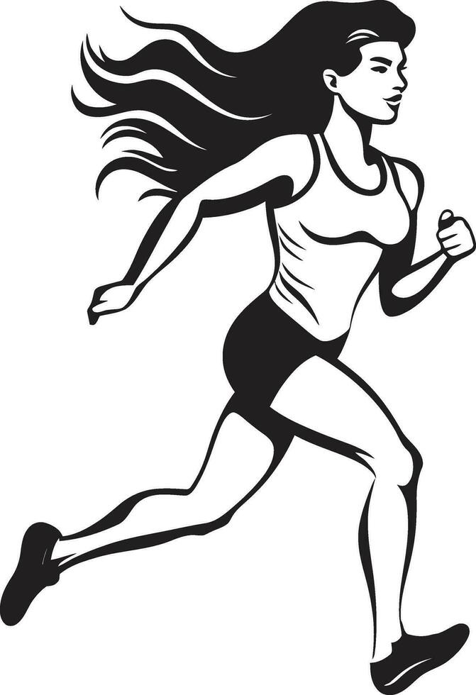 strömmande nåd svart kvinna löpare ikon i vektor chic hastighet löpning kvinnors svart vektor logotyp