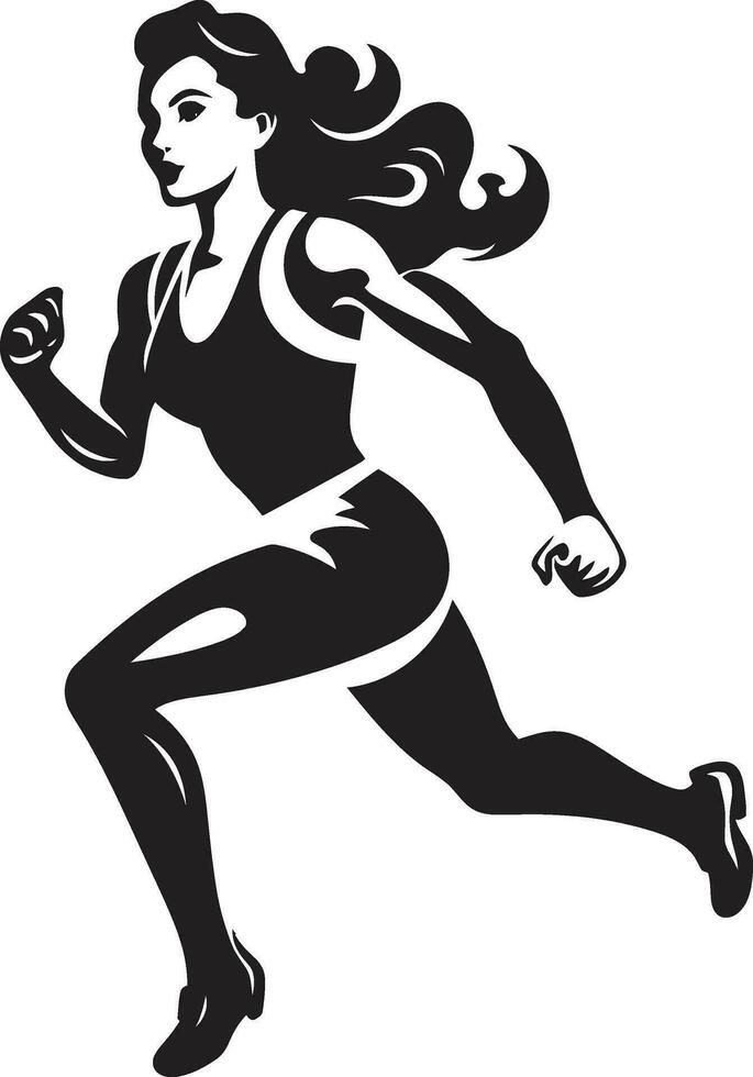 bemyndigad springa svart vektor löpning kvinna ikon vätska hastighet logotyp design av löpning kvinna i vektor