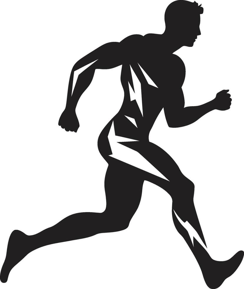 schnell Schwung männlich Sportler schwarz Logo mächtig schreiten schwarz Vektor Symbol zum männlich Läufer