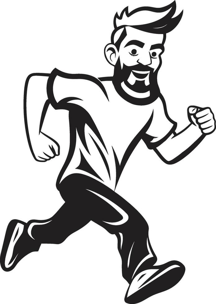 schnell fließen Laufen Sportler schwarz Logo schnell schreiten schwarz Vektor Symbol von männlich Läufer