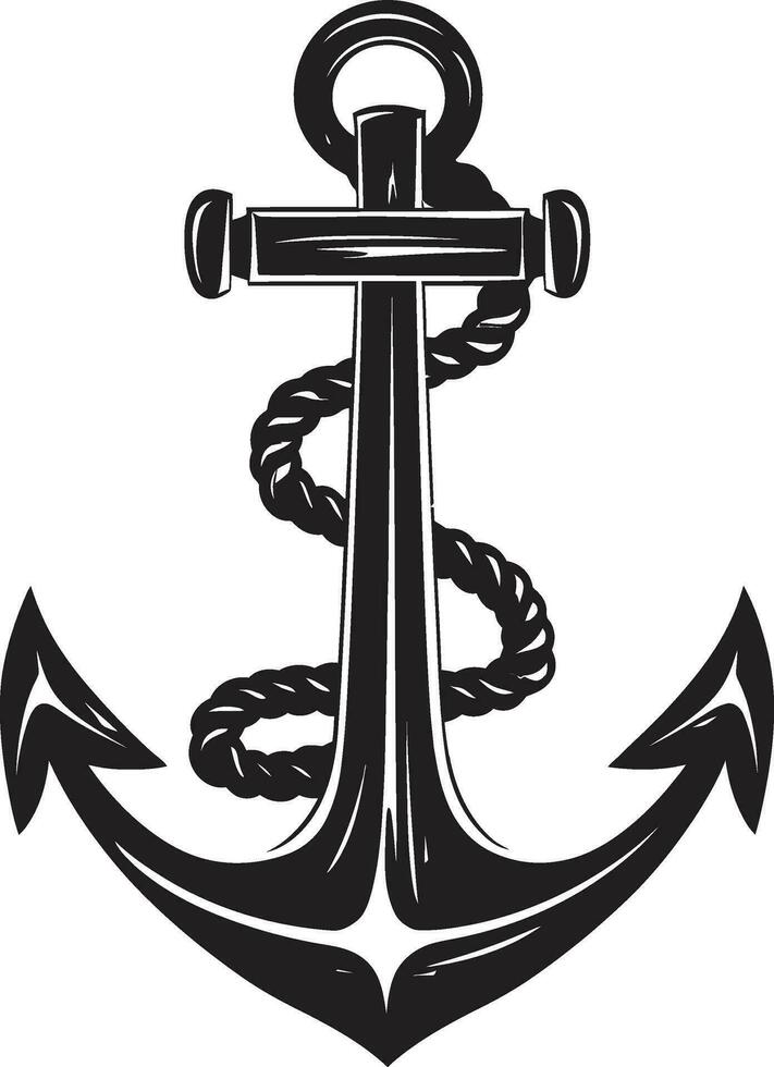 kaptener symbol svart fartyg ankare ikon gammal navigering ankare vektor i svart