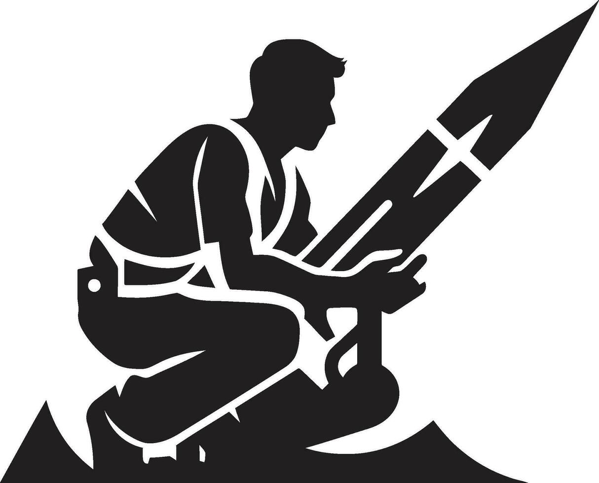 Raketenpräzision schwarz Vektor Soldat Symbol Schlachtfeldstart Rakete Soldat Logo