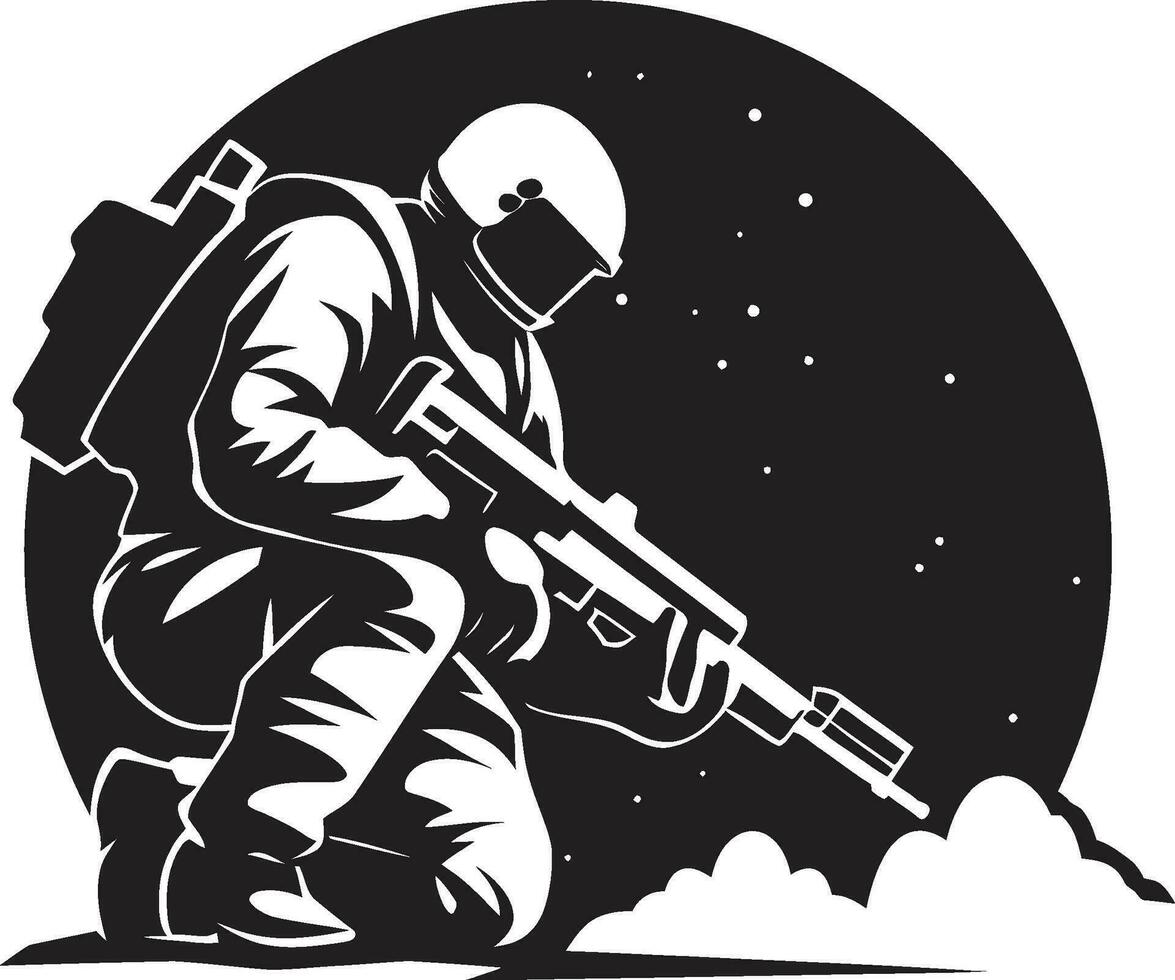 strategische Kriegsführung Rakete Soldat schwarz Symbol Combatblast Soldat Rakete Vektor Emblem