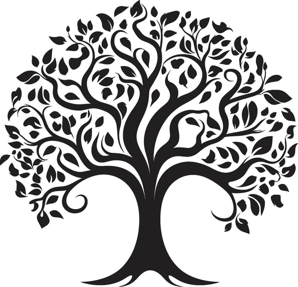 Leise Wächter Baum schwarz Vektor Logo Sylvan Serenade schwarz Vektor Baum Symbol