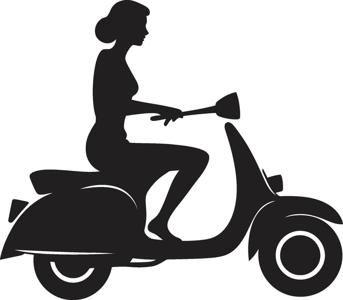 Glamscootista Frau Emblem Metroscootspin schwarz Vektor Design