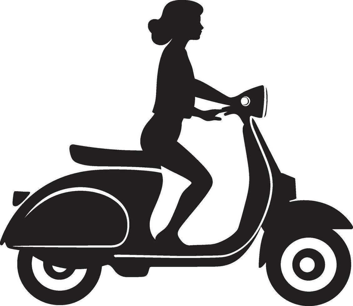 scooteristacitystyle Frau Vektor Design Stadtlandschaftschick schwarz Vektor Symbol