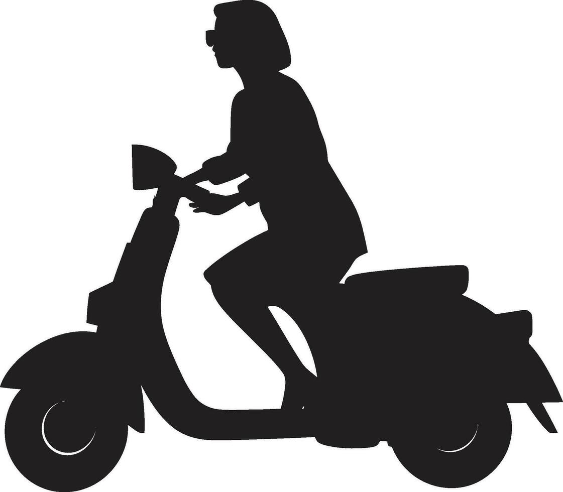 trendige Metrokreuzfahrt schwarz Vektor Emblem scooteristacitystyle Frau Vektor Design