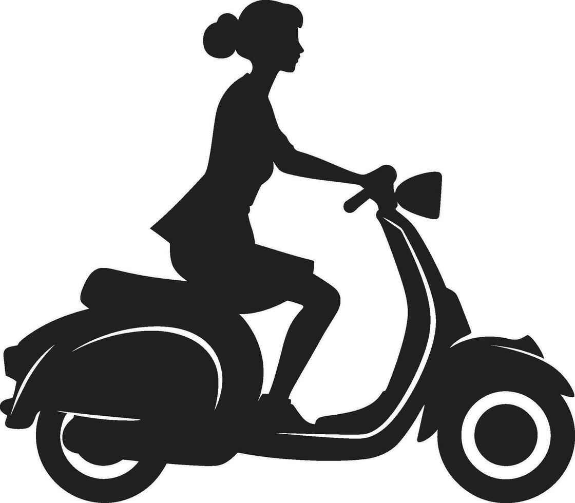 chicscooterista kvinna vektor design stadsbildsglid svart vektor symbol