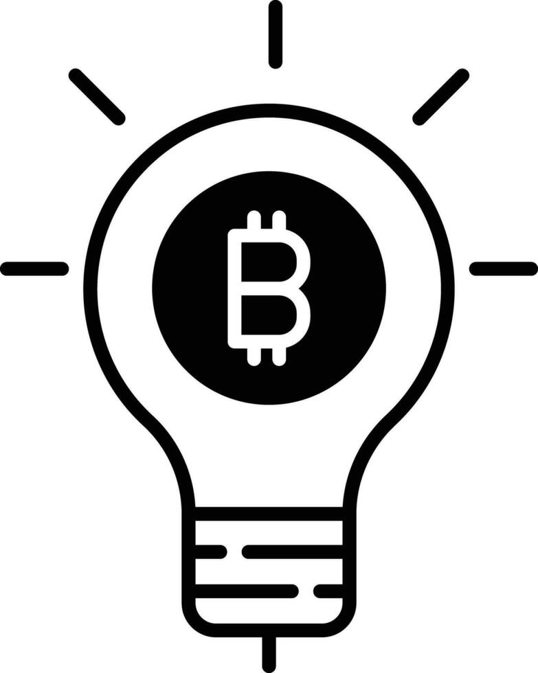 crypto aning Glödlampa fast glyf vektor illustration