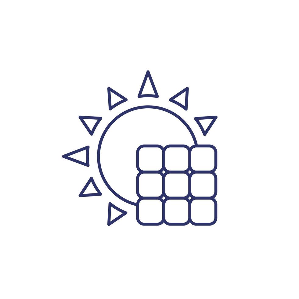 Solarpanel-Symbol, Linienvektor vektor