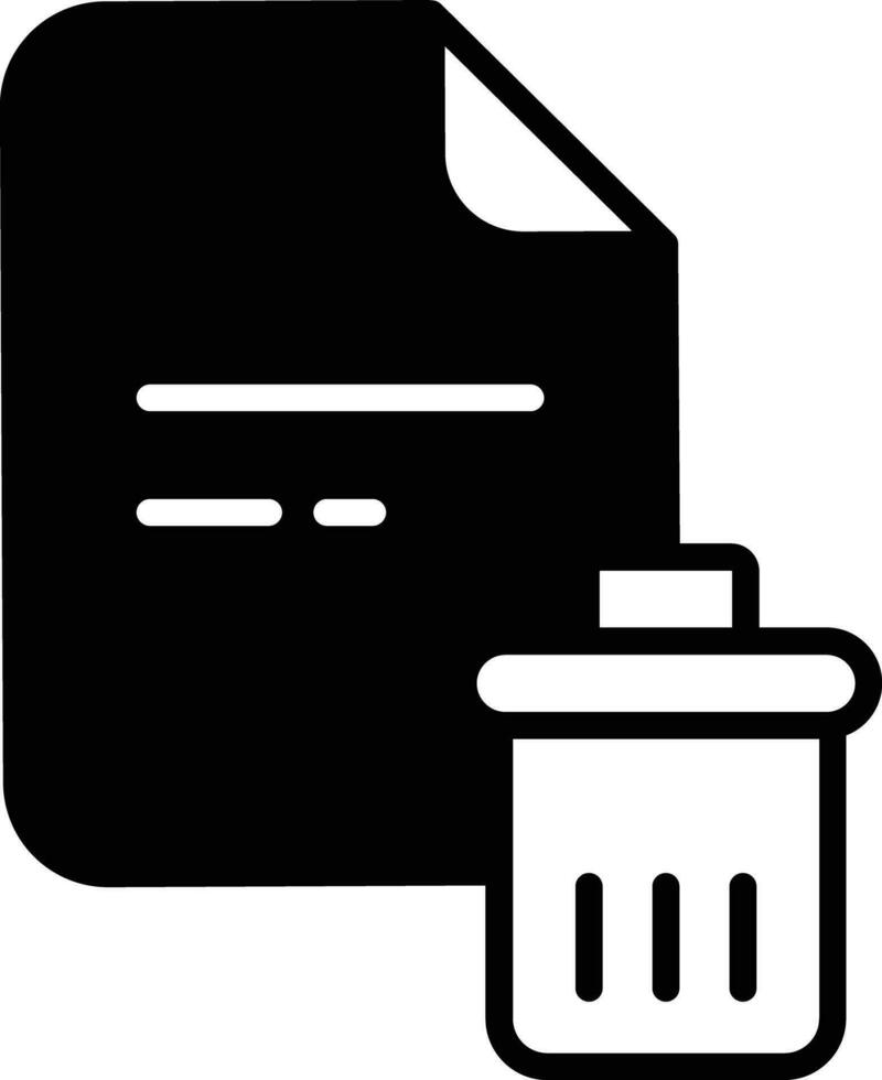 Müll Dateien solide Glyphe Vektor Illustration