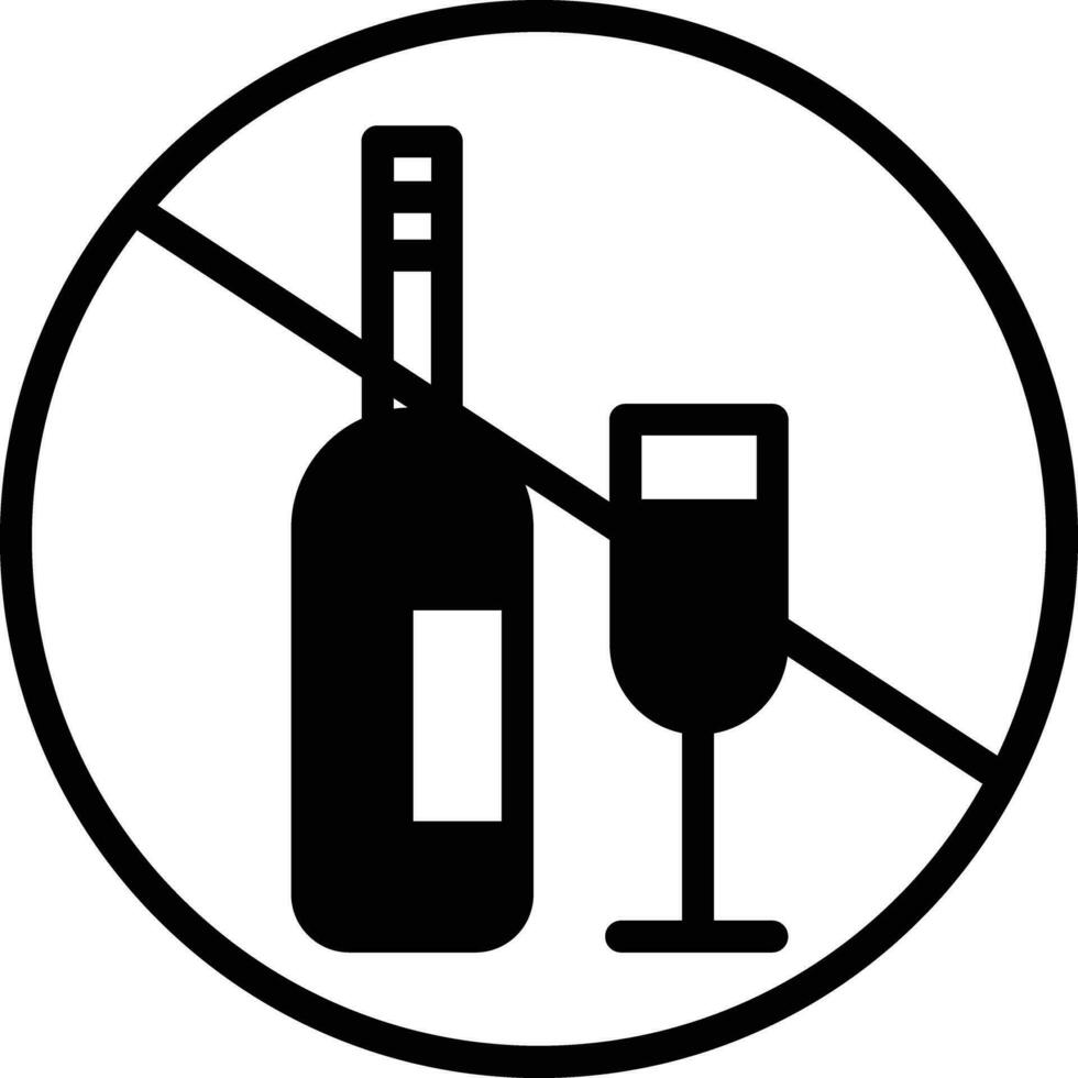 Nej alkohol fast glyf vektor illustration