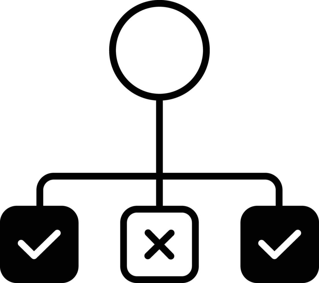 Entscheidung Prozess solide Glyphe Vektor Illustration