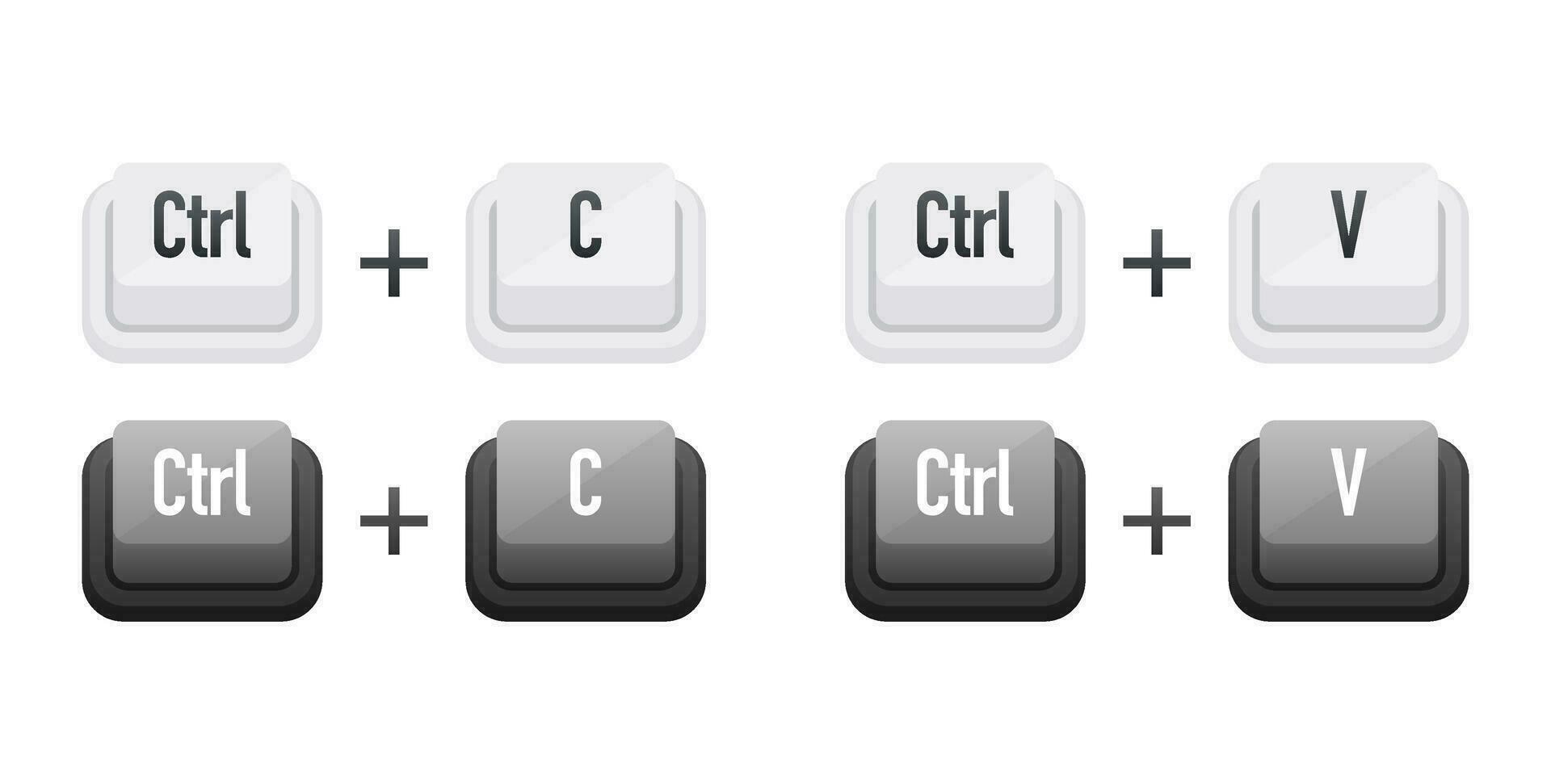 Strg c und Strg v Tastatur Schlüssel. Abkürzung Schlüssel vektor