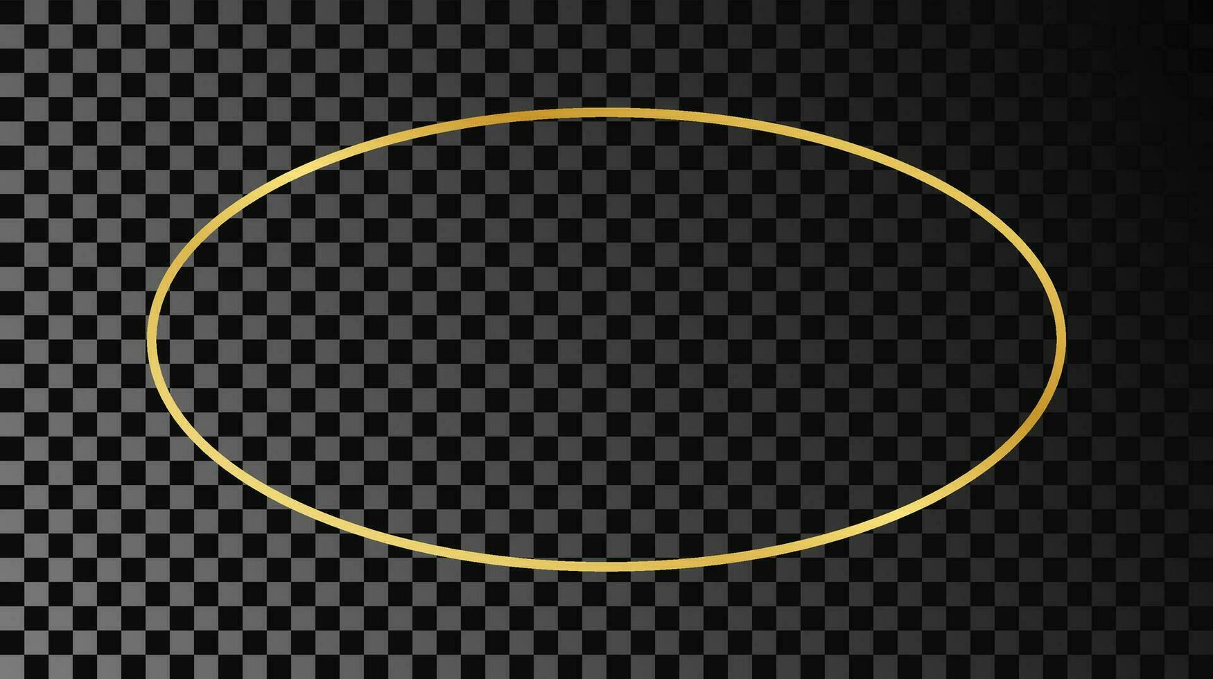 guld lysande oval form ram isolerat på mörk bakgrund. skinande ram med lysande effekter. vektor illustration.