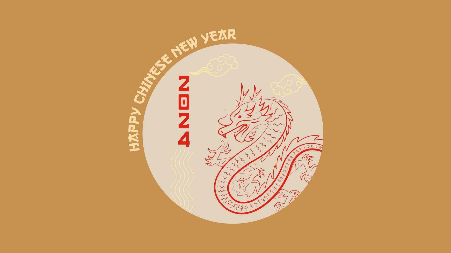 kinesisk ny år bakgrund vektor . kinesisk gyllene drake, cirkel mönster, lunar ny år Semester dekoration vektor. orientalisk kultur tradition illustration