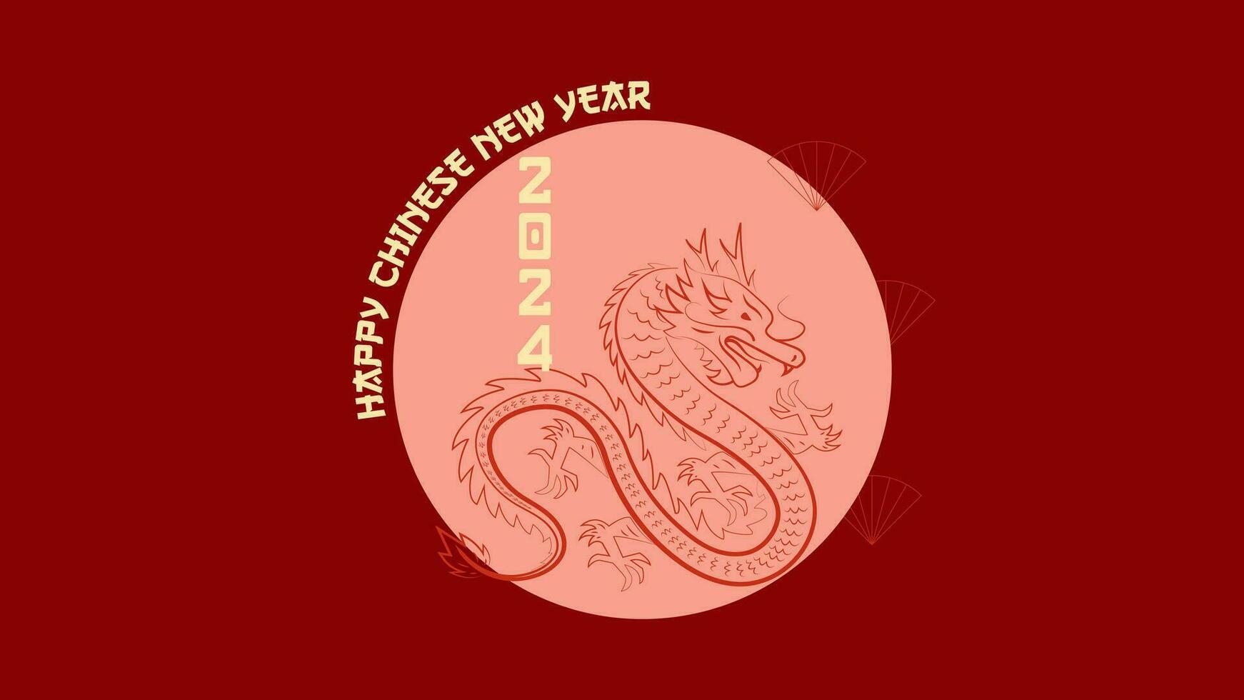 Chinesisch Neu Jahr Hintergrund Vektor . Chinesisch golden Drachen, Kreis Muster, Mond- Neu Jahr Urlaub Dekoration Vektor. orientalisch Kultur Tradition Illustration