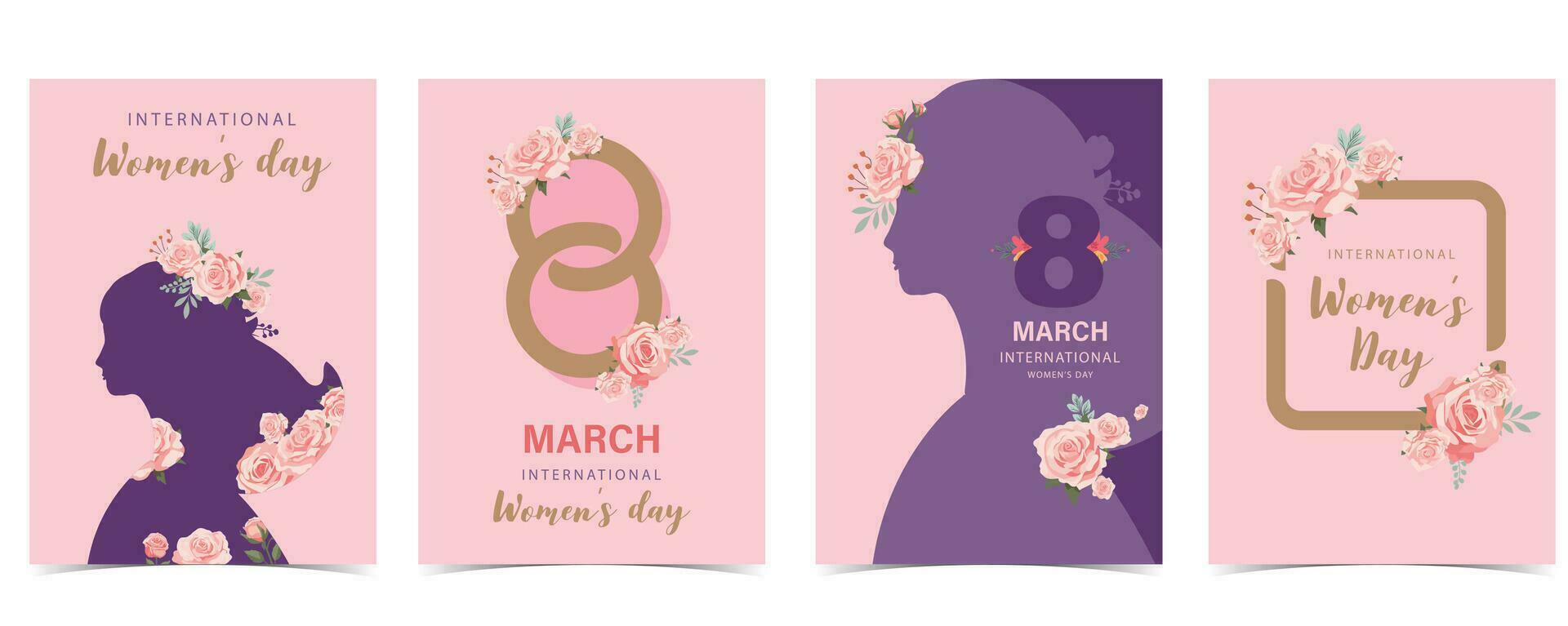 International Frauen Tag mit Rose verwenden zum Vertikale a4 Karte Design vektor