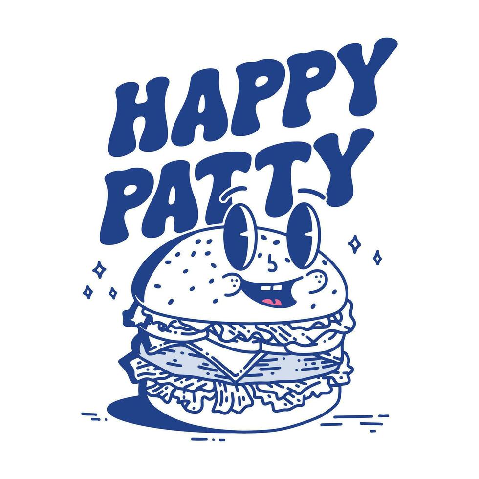 glücklich Pastetchen Burger retro Illustration vektor