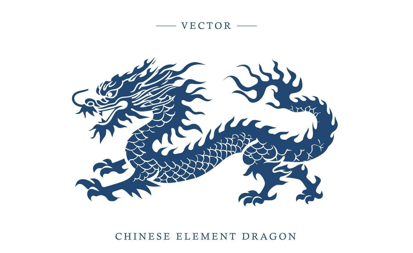blå och vit porslin kinesisk drake mönster vektor
