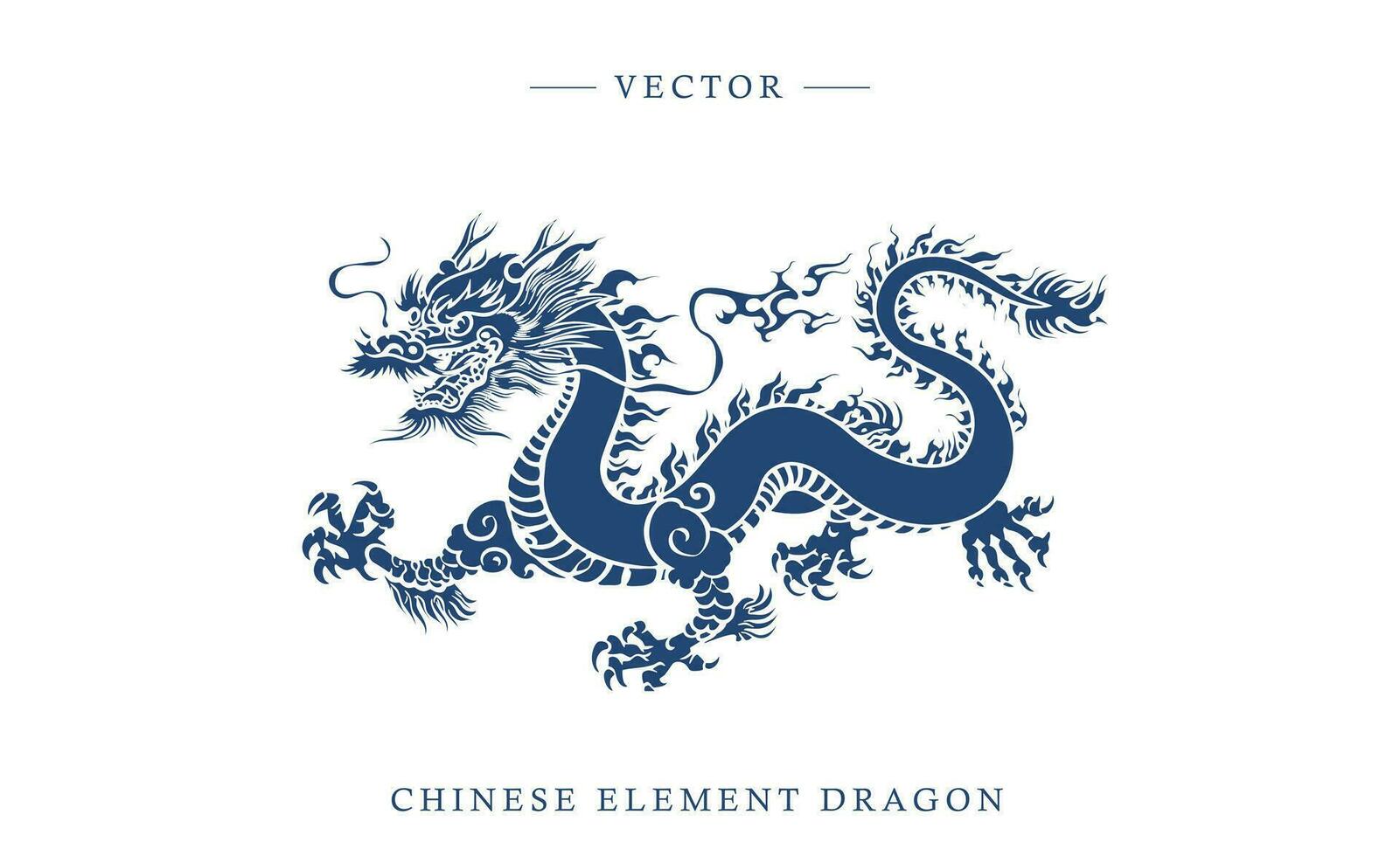 blå och vit porslin kinesisk drake mönster vektor