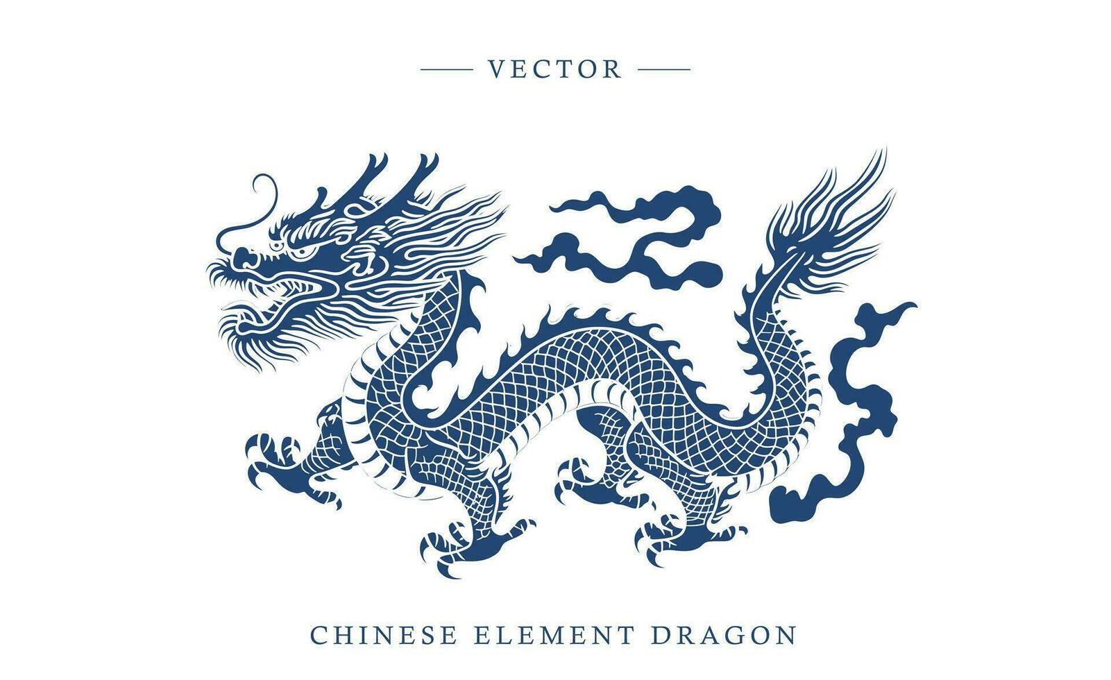 Blau und Weiß Porzellan Chinesisch Drachen Muster vektor