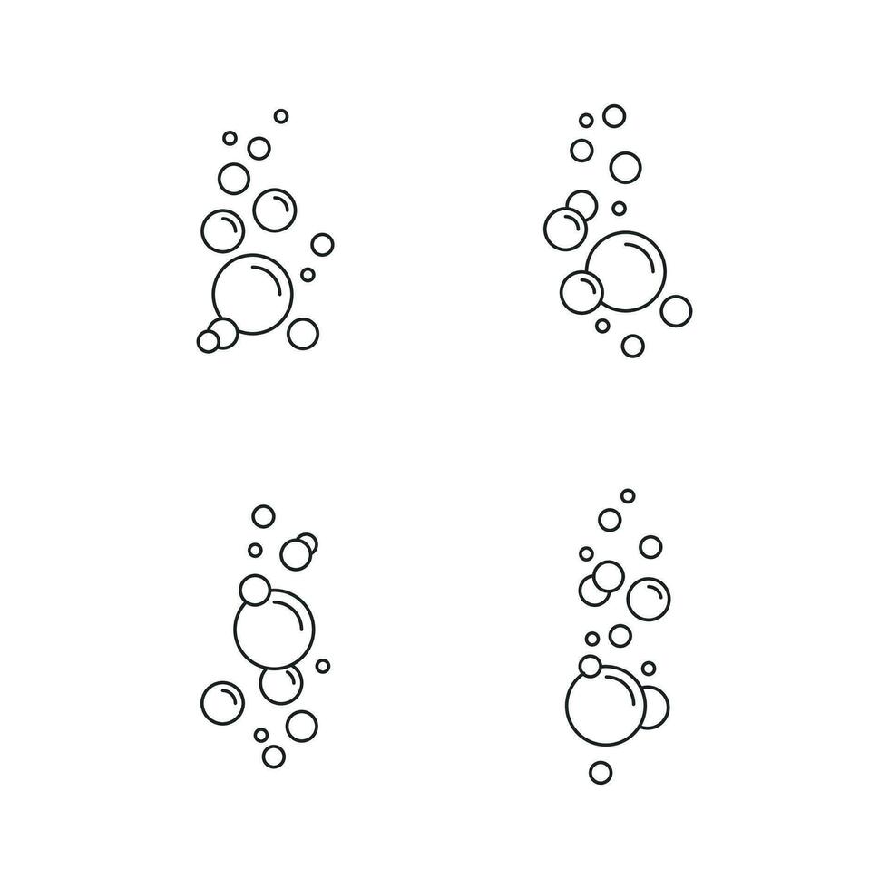 Luftblasen Linie Symbole Satz. Seife Blase, Limonade sprudelnd trinken, Sauerstoff Luft. Blase unter Wasser. Vektor Illustration