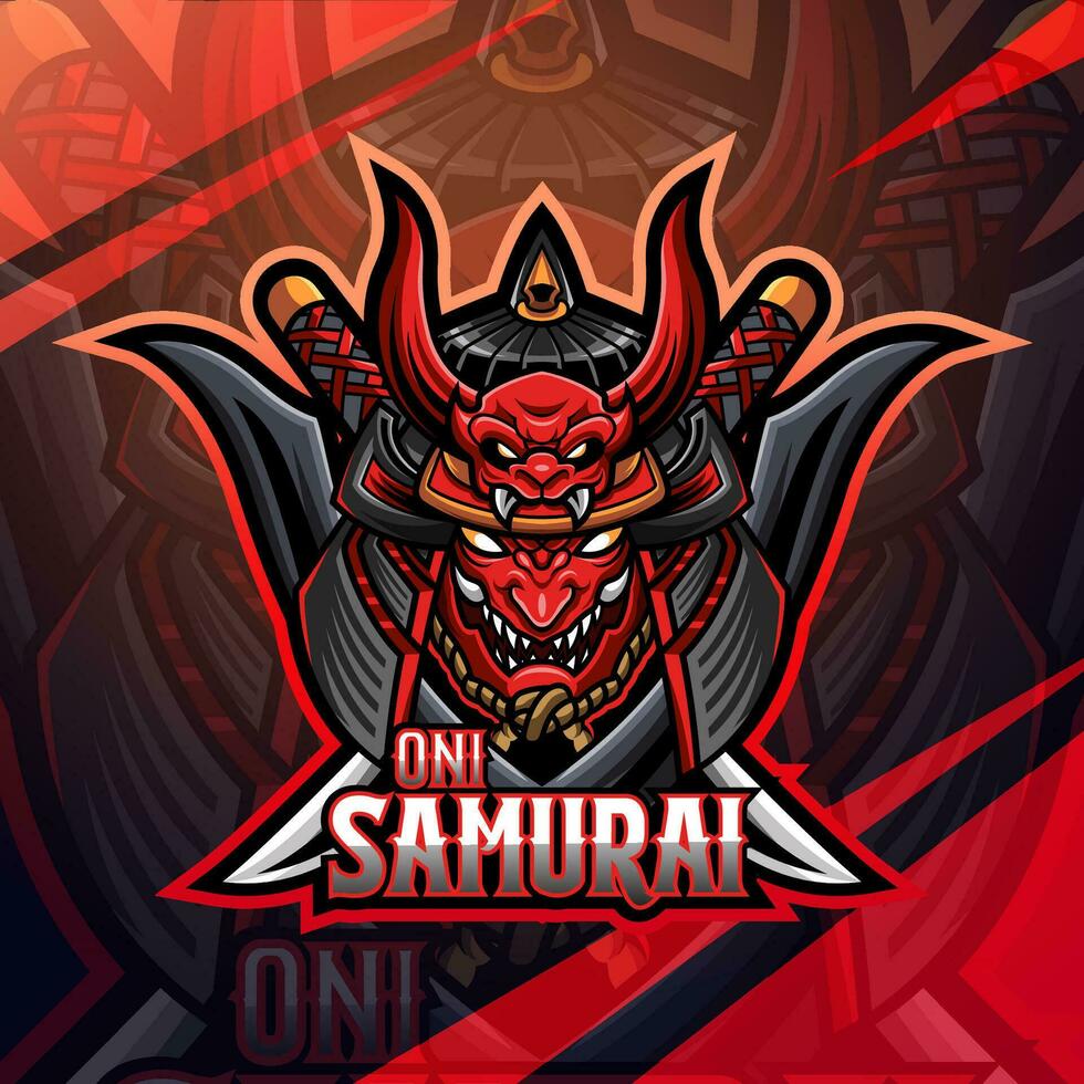 oni Samurai Esport Maskottchen Logo Design vektor