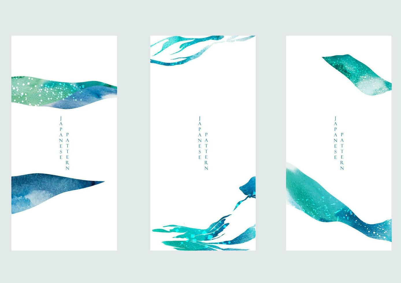 blå borsta stroke textur med japansk hav Vinka mönster i årgång stil. abstrakt konst landskap baner design med vattenfärg textur kort design vektor. vektor