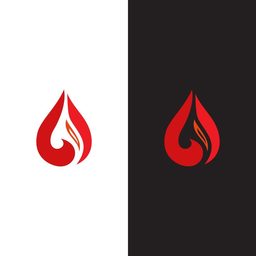 en röd och svart logotyp med en släppa av blod eller brand vektor