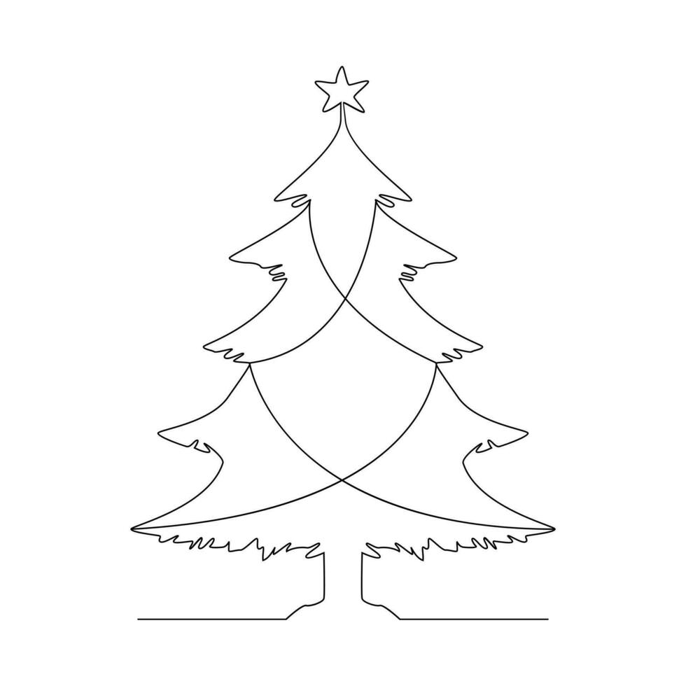 Weihnachten Baum im kontinuierlich Single Linie Kunst Gliederung einfach Zeichnung Vektor Illustration und minimalistisch Design