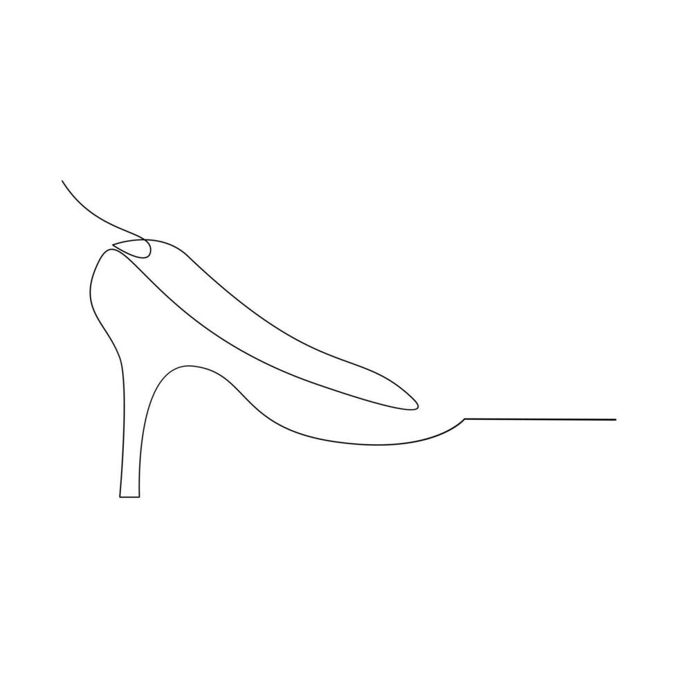 vektor hög häl trendig kontinuerlig linje konst teckning kvinnor sko på vit bakgrund
