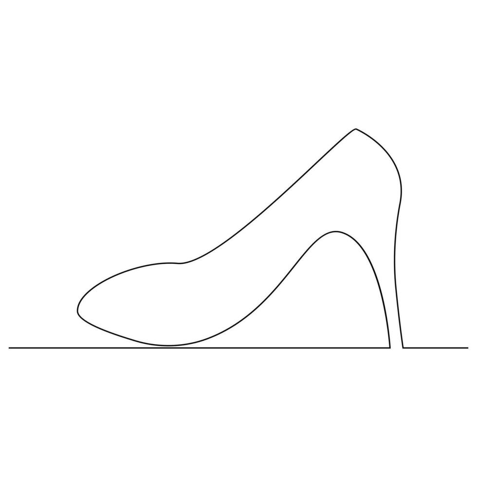 Vektor hoch Hacke modisch kontinuierlich Linie Kunst Zeichnung Damen Schuh auf Weiß Hintergrund