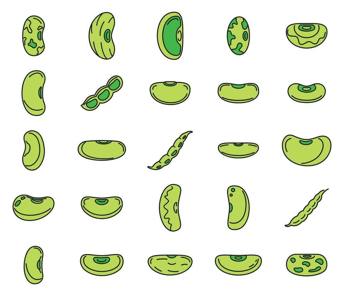 grönsak njure böna ikoner uppsättning vektor Färg