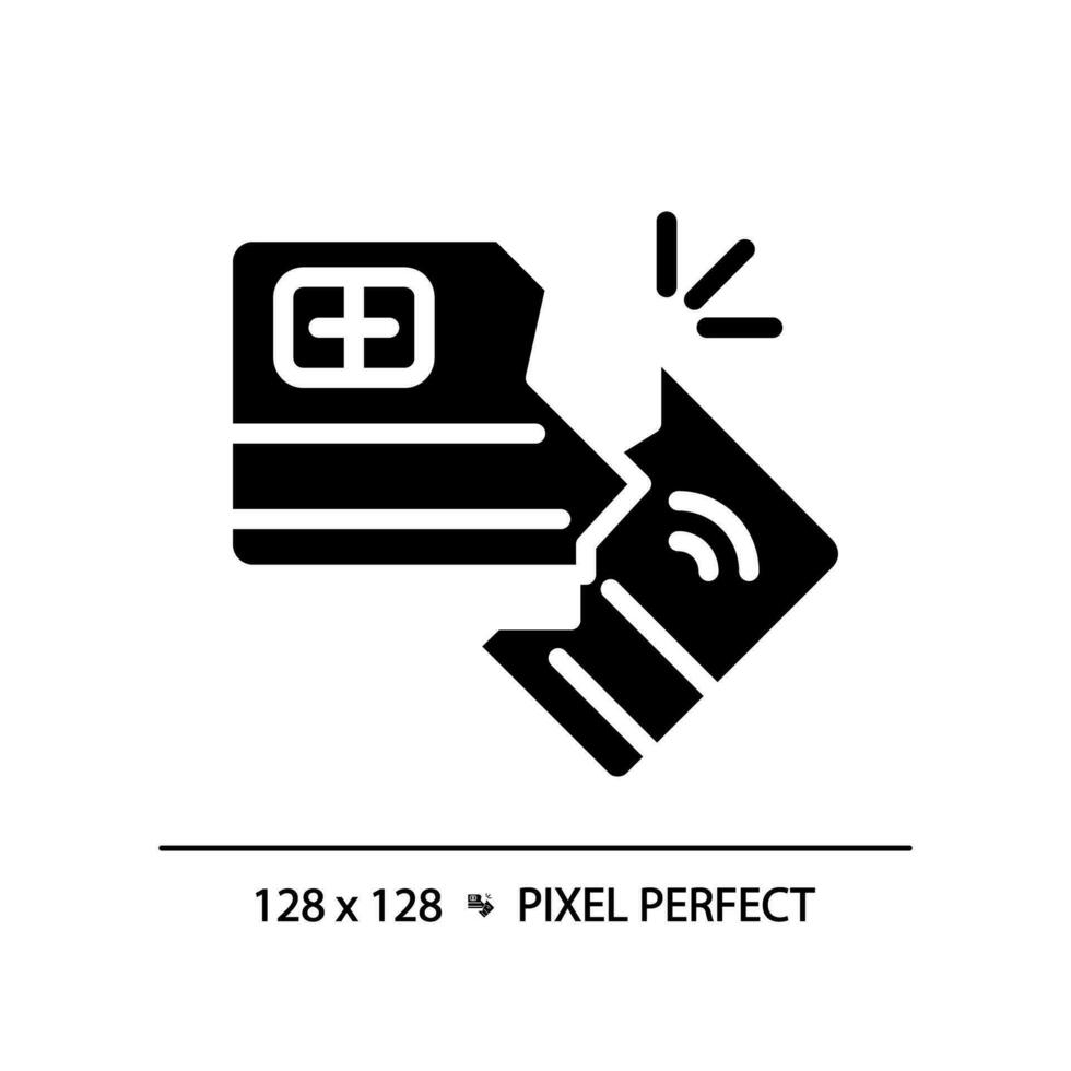 2d pixel perfekt glyf stil kreditera knastrande ikon, fast isolerat vektor, enkel silhuett illustration representerar ekonomisk kris. vektor