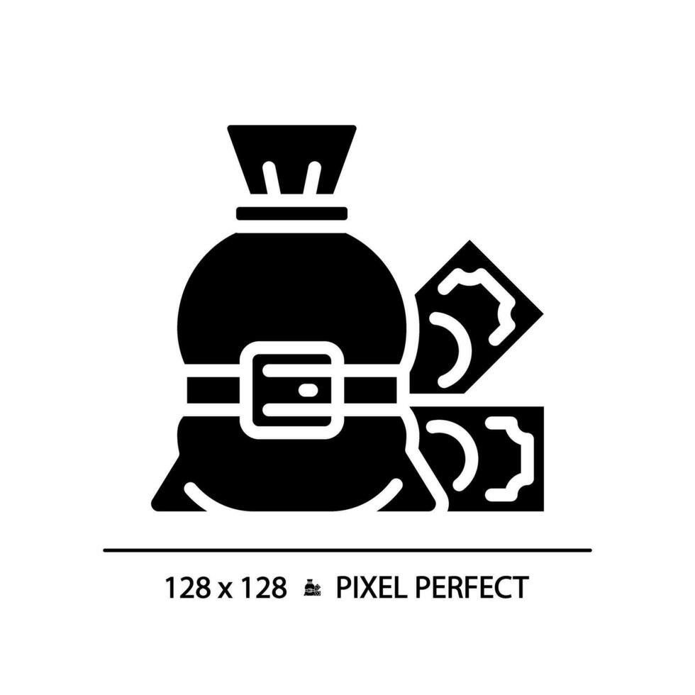 2d Pixel perfekt Glyphe Stil fest Budget Symbol, solide isoliert Vektor, einfach Silhouette Illustration Darstellen wirtschaftlich Krise. vektor