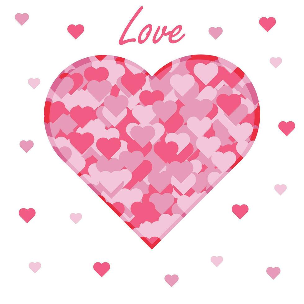 valentines dag hälsning kort. annorlunda hjärtan i en hjärta ram, vektor illustration.