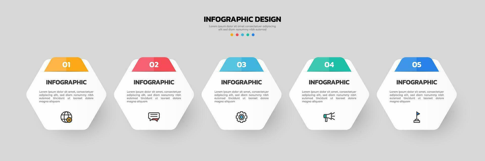 modern Geschäft Infografik Vorlage, Hexagon gestalten mit 5 Optionen oder Schritte Symbole. vektor