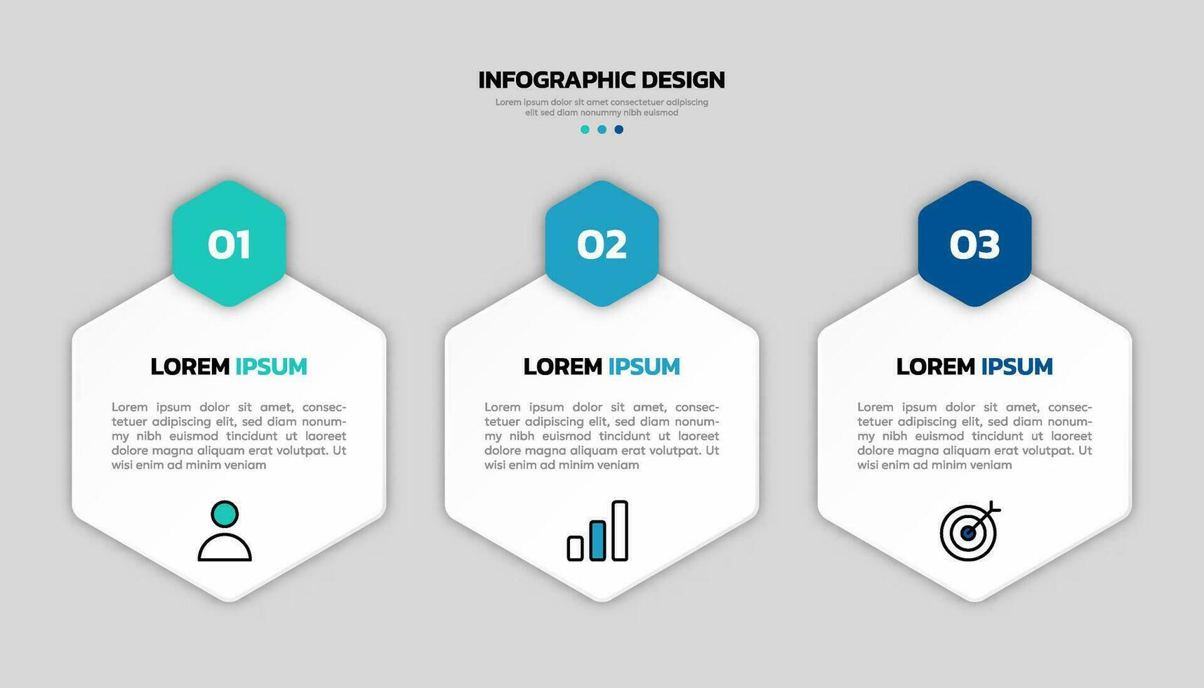 vektor tre steg hexagonal infographic mall design