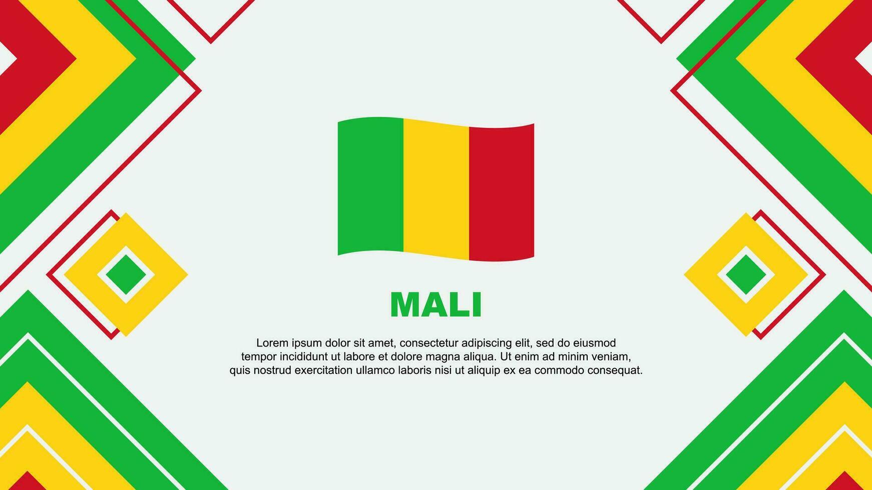Mali Flagge abstrakt Hintergrund Design Vorlage. Mali Unabhängigkeit Tag Banner Hintergrund Vektor Illustration. Mali Hintergrund
