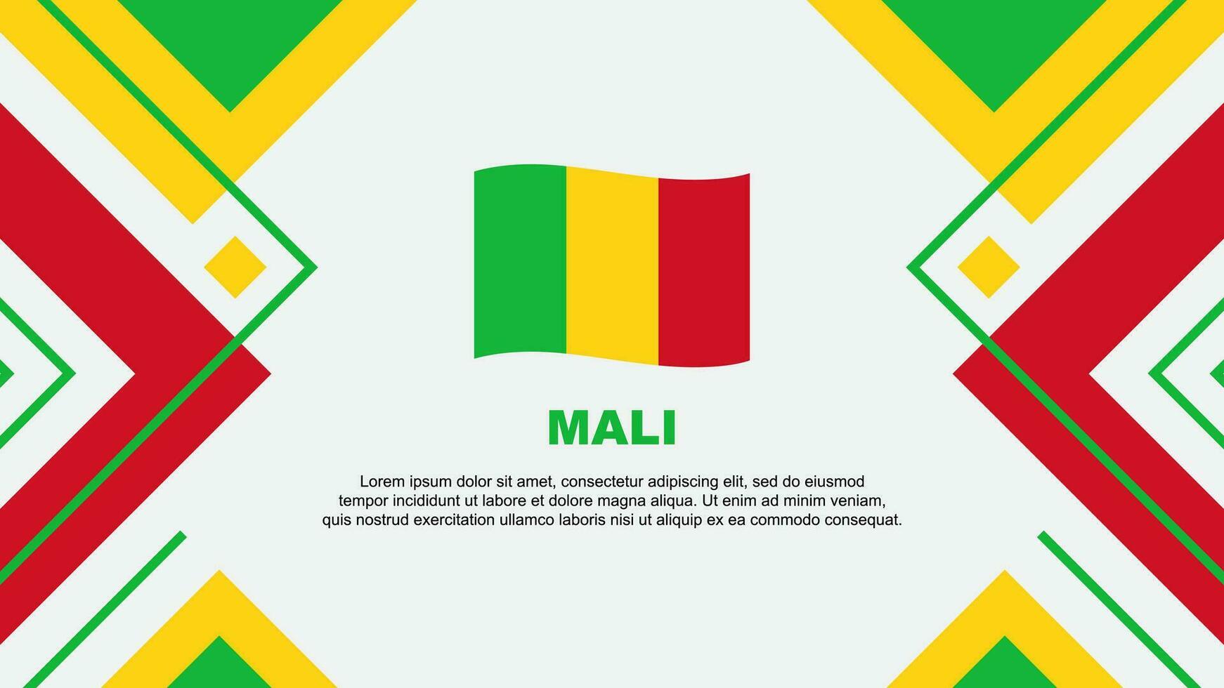 Mali Flagge abstrakt Hintergrund Design Vorlage. Mali Unabhängigkeit Tag Banner Hintergrund Vektor Illustration. Mali Illustration