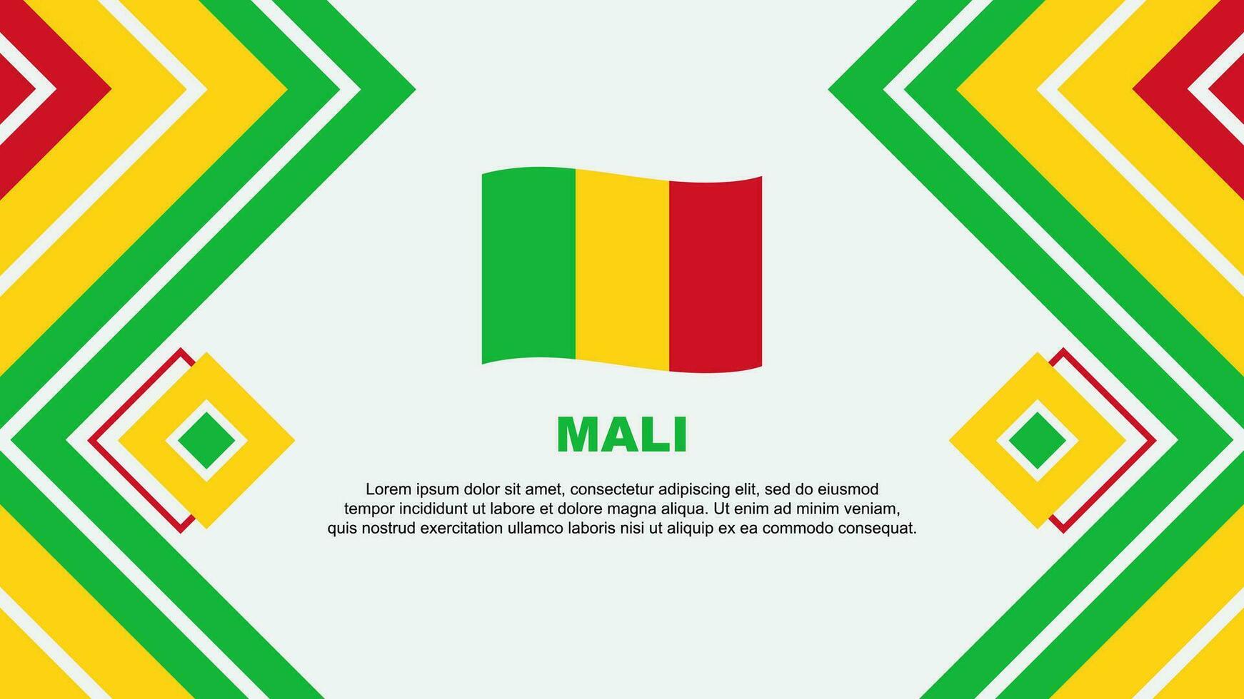 Mali Flagge abstrakt Hintergrund Design Vorlage. Mali Unabhängigkeit Tag Banner Hintergrund Vektor Illustration. Mali Design