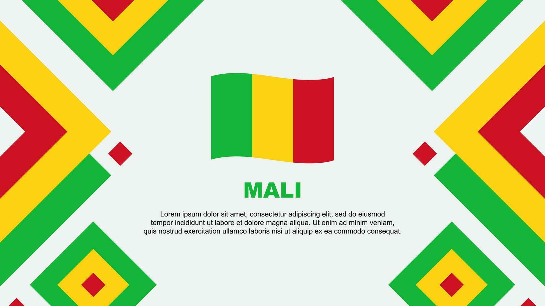 Mali Flagge abstrakt Hintergrund Design Vorlage. Mali Unabhängigkeit Tag Banner Hintergrund Vektor Illustration. Mali Vorlage