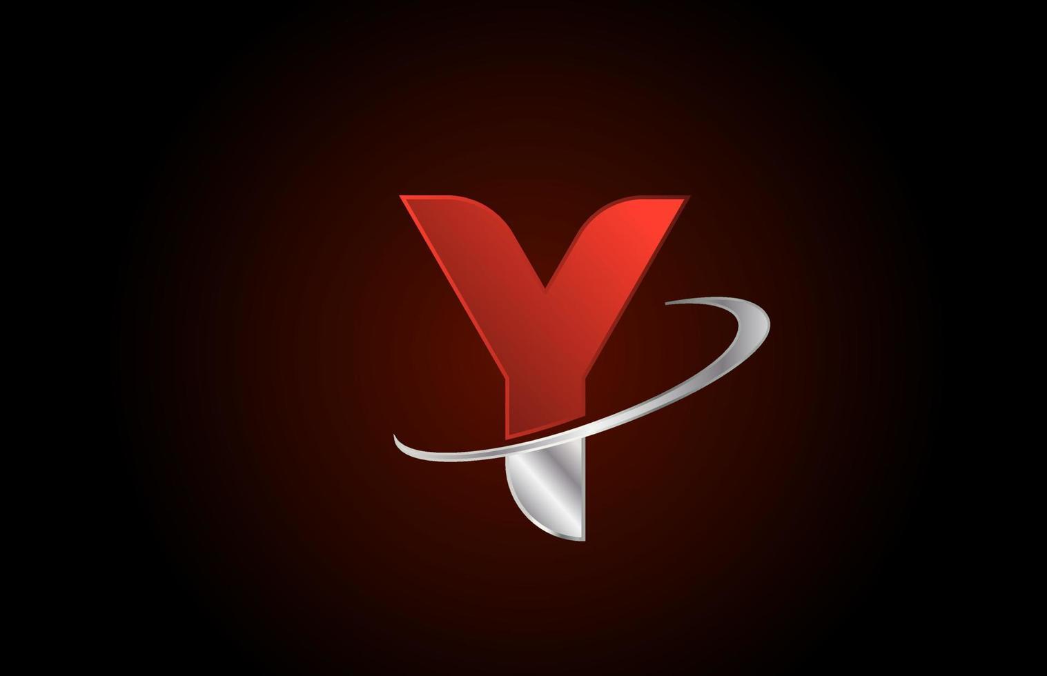 y rotes Metall-Alphabet-Logo-Symbol für Unternehmen mit grauem Swoosh-Design vektor