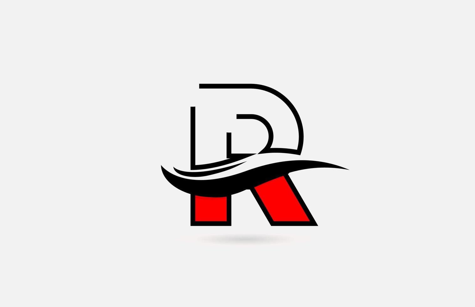 r röd svart alfabet bokstav logotyp ikon för företag med linje design vektor